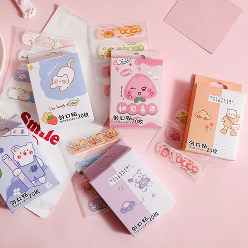 20ชิ้น/กล่องการ์ตูนกระต่ายรูปแบบเด็กนักเรียน Band Aid แบบพกพากลางแจ้ง First Aid ผ้าพันแผลกาวแผลแพทช์กันน้ำ