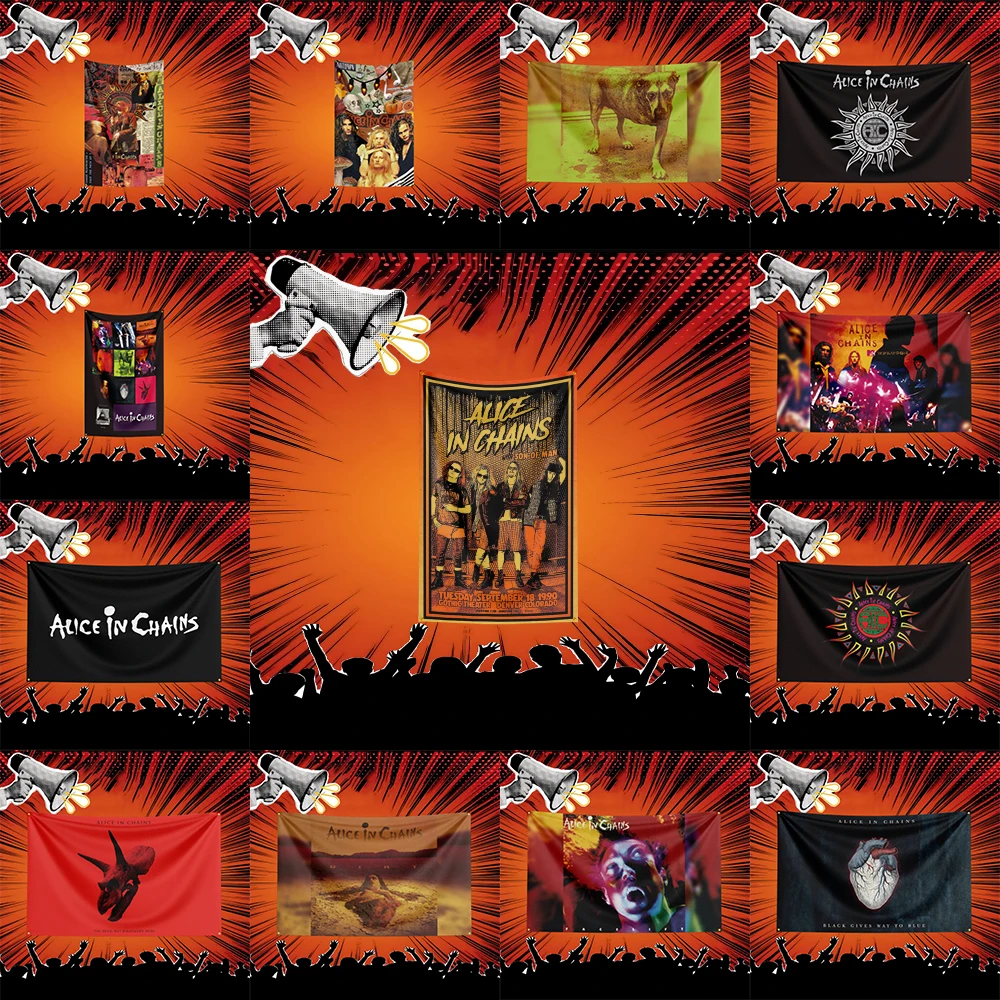Alice in Chains Inspired Rock Music Flag 3x5 FT Polyester Banner For Bedroom Wall Decor Music Fans Gift