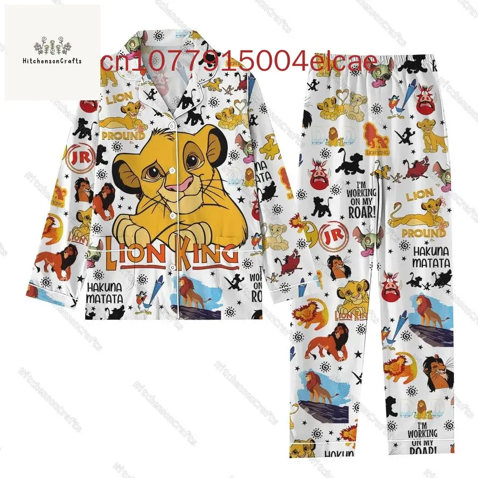 New The Lion King Pajama Set Disney Halloween Casual Men\'s and Women\'s Long Sleeve Shirt Pajama Set