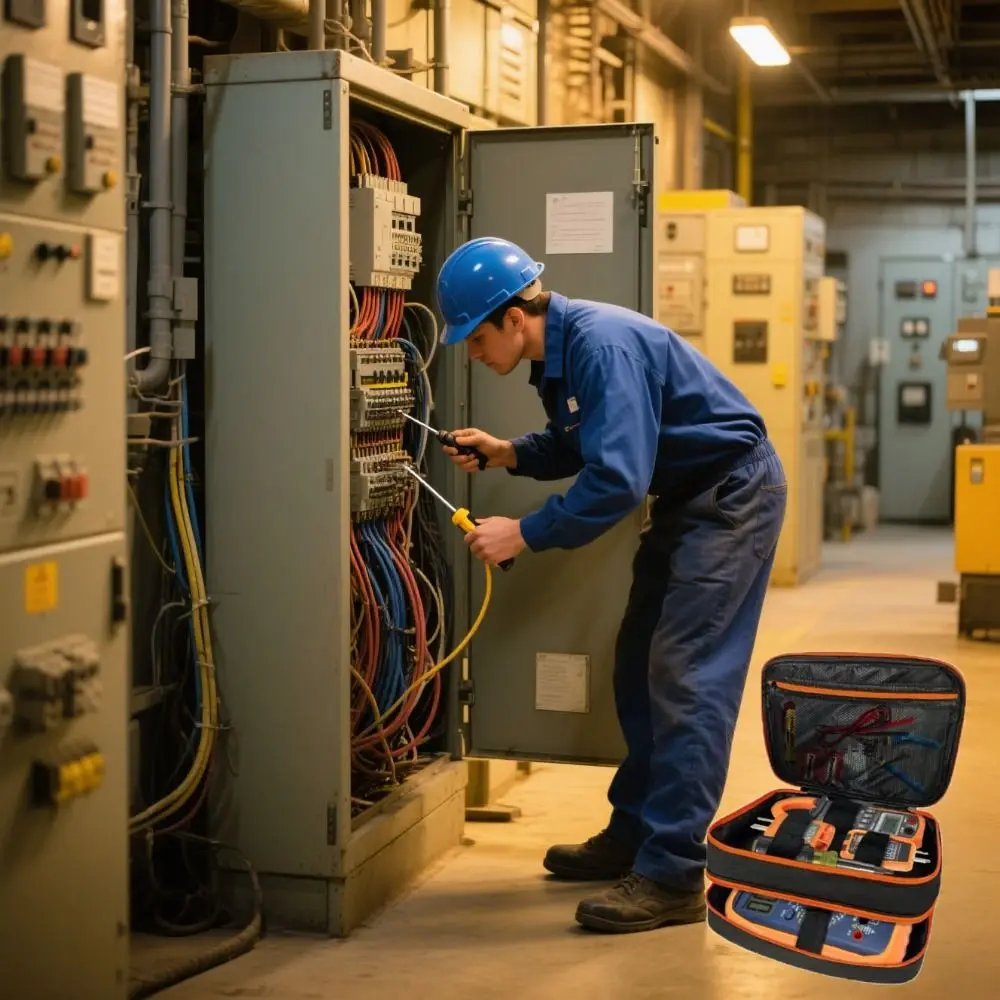 Borsa per attrezzi elettrici dal design a due strati Custodia da viaggio portatile Borsa per attrezzi meccanico Organizzazione efficiente Compatibile con lo stoccaggio