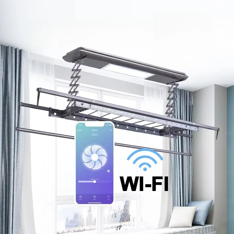 

Remote Control Electric Balcony Foldable Automatic Intelligent Ceiling Hanger Clothes Electric Dryer Aluminum Pipe Clothes Rack
