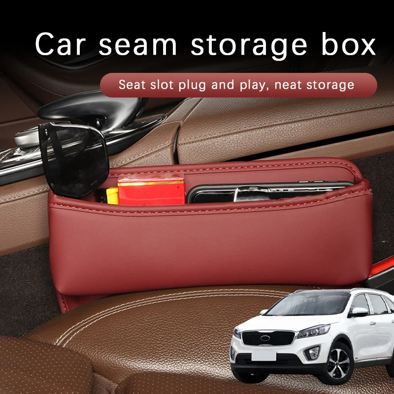 Car Seat Gap Storage Box Driver Front Auto Seat Gap Filler Organizer Wallet Keys Card Storage Box For Kia Sorento