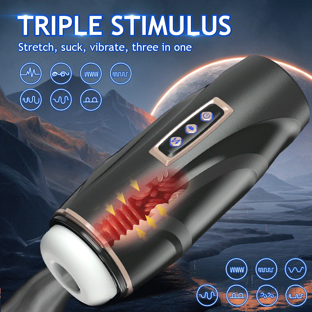 3 in 1 Automatic Male Vibrator Sucking Telescopic Vibration Mastubrator  Realistic Stroker Adult Sex Toys for Men Masturbation