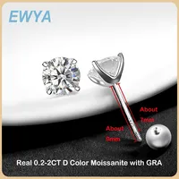 EWYA 4 Prong 0.2-2ct D Color Moissanite Screw Earrings for Women Wedding Fine Jewelry S925 Silver Diamond Earring Ear Studs Gift