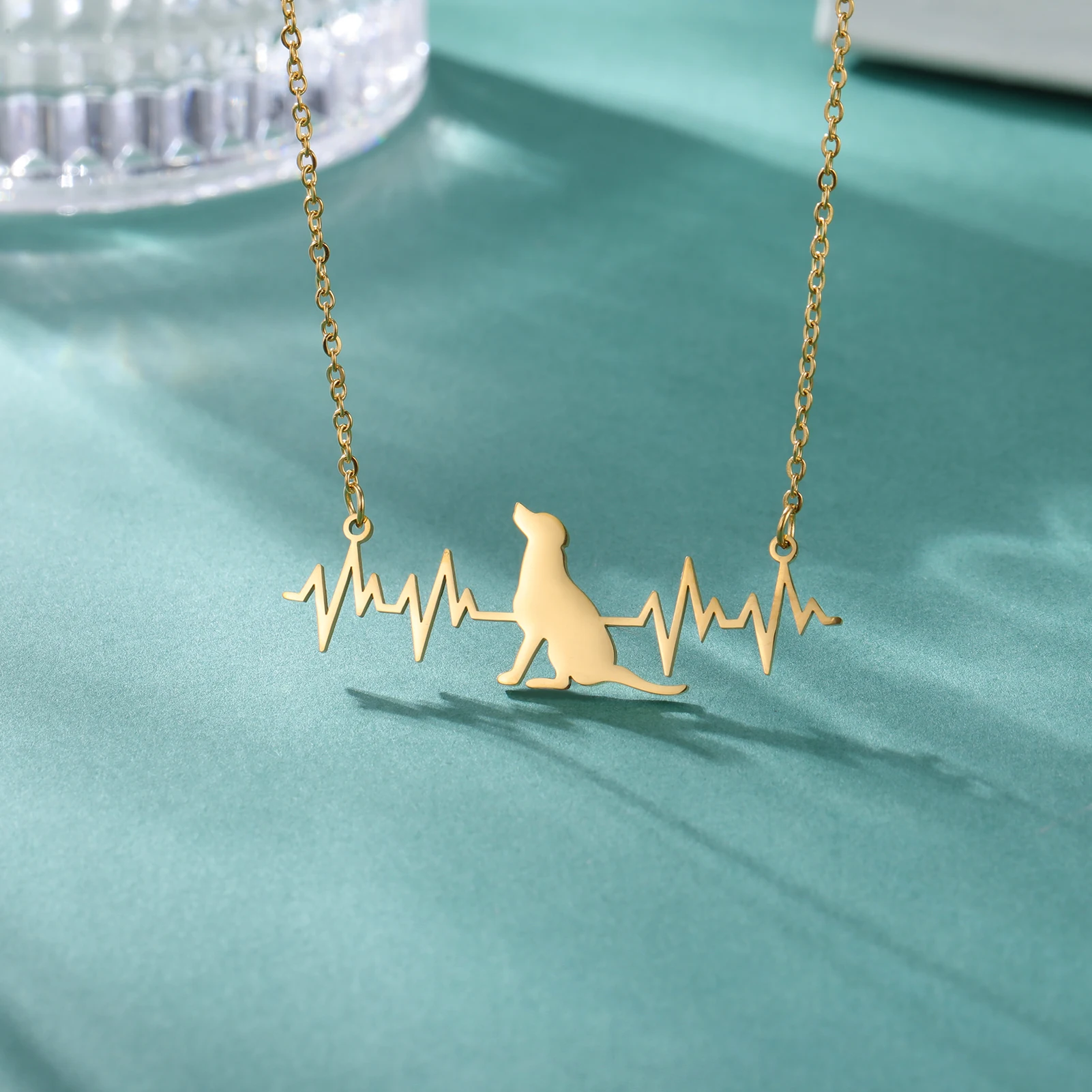 Skyrim ECG Dog Pendant Stainless Steel Necklace Women's Fashion Cute Animal Pet Birthday Gift Jewelry Gift