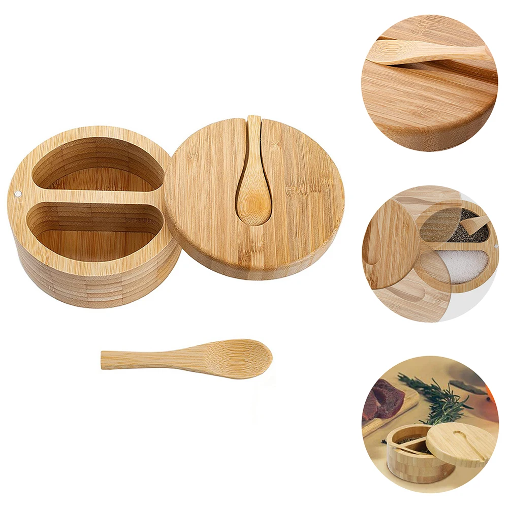 

Bamboo Seasoning Spoon Kitchen Condiment Pot Canister Condiment Storage Container Spice Pot Household Supply