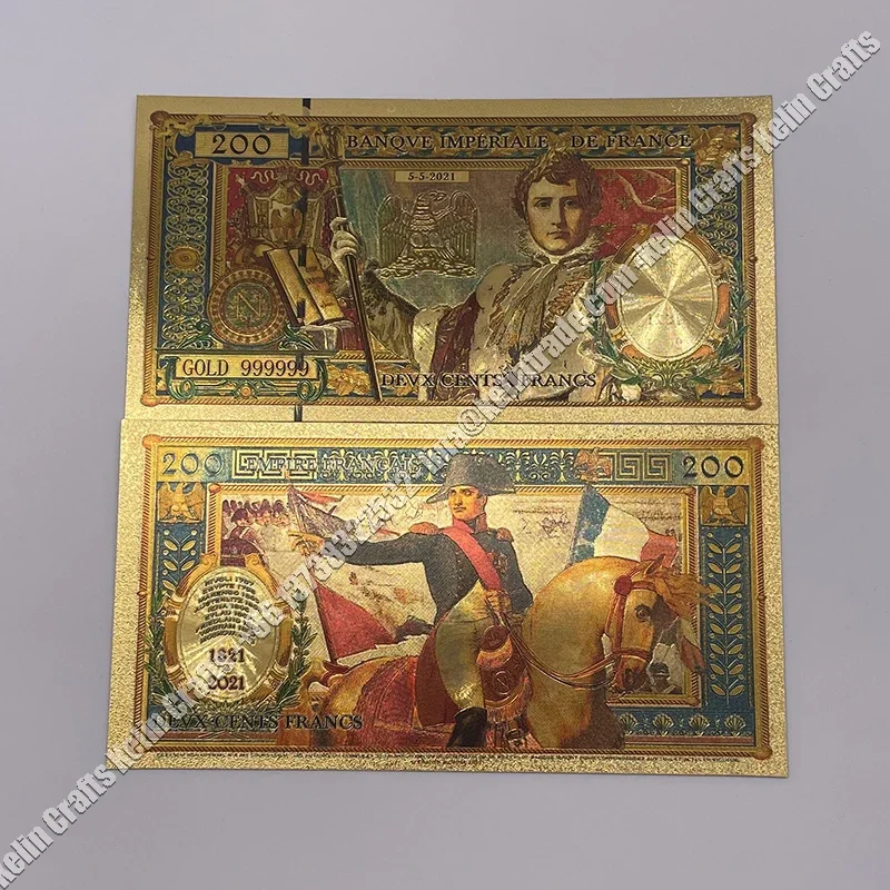 Beautiful Napoleon Bonaparte Suvenir Gold Banknotes 200 centimes for Old Currency Collecion