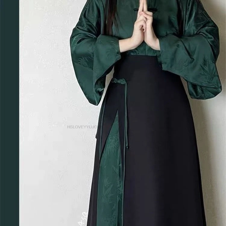 

Autumn And Winter Improved Ancient Song Dynasty Hanfu Female Chinese Style Stand Collar Blouse Long Skirt Daily Hanfu