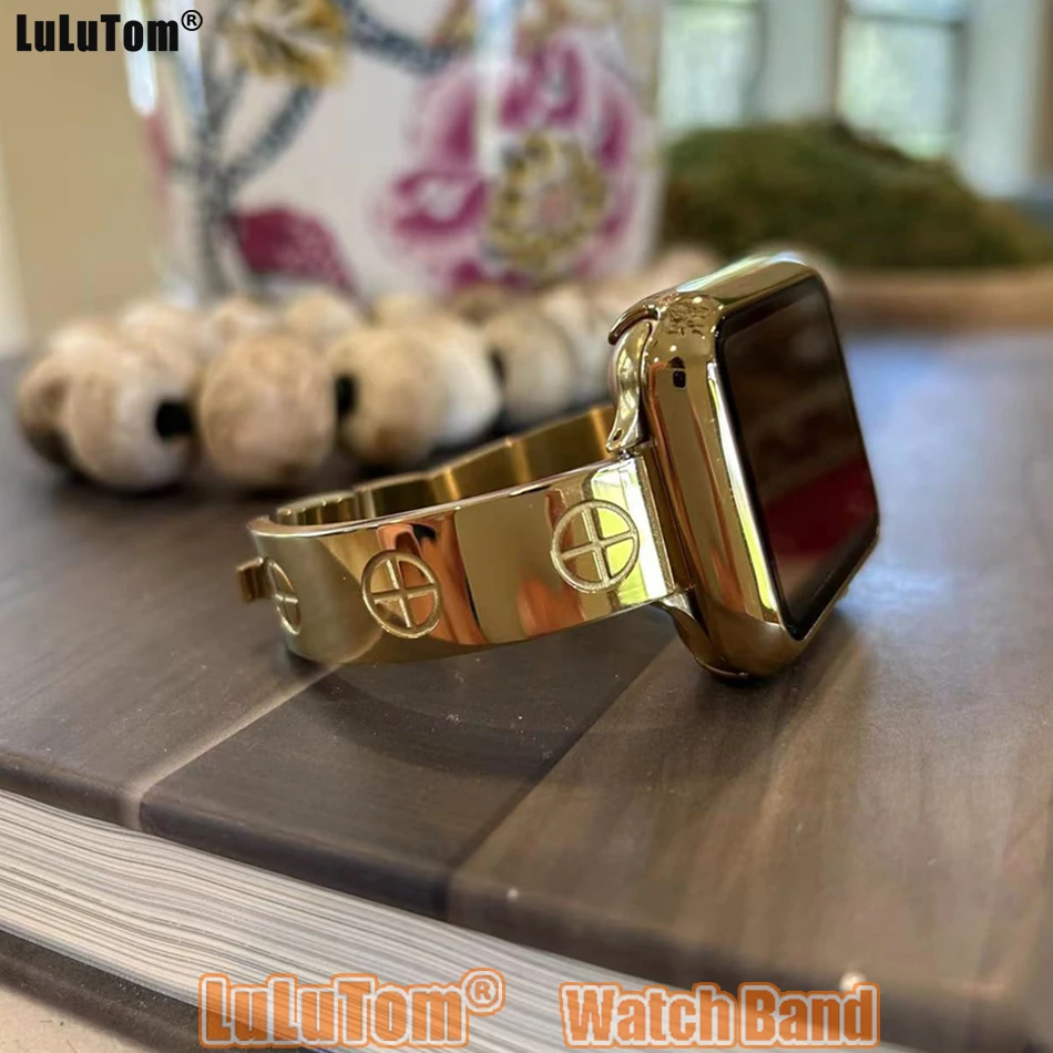 สายคาด For Apple Watch สแตนเลสสตีลหรูหรา, ขนาด38/40/41มม. 44/42/45/49มม. สำหรับ iWatch Series 9 8 7 6 5 4 3 2 SE อัลตร้า