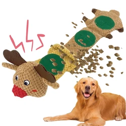 Christmas Pet Plush Toy Elk Sniff Dog Leakage Puzzle Toy Cat Pet Dog Snack Cat Hidden Food Bite Resistant Pet Supplies Toy