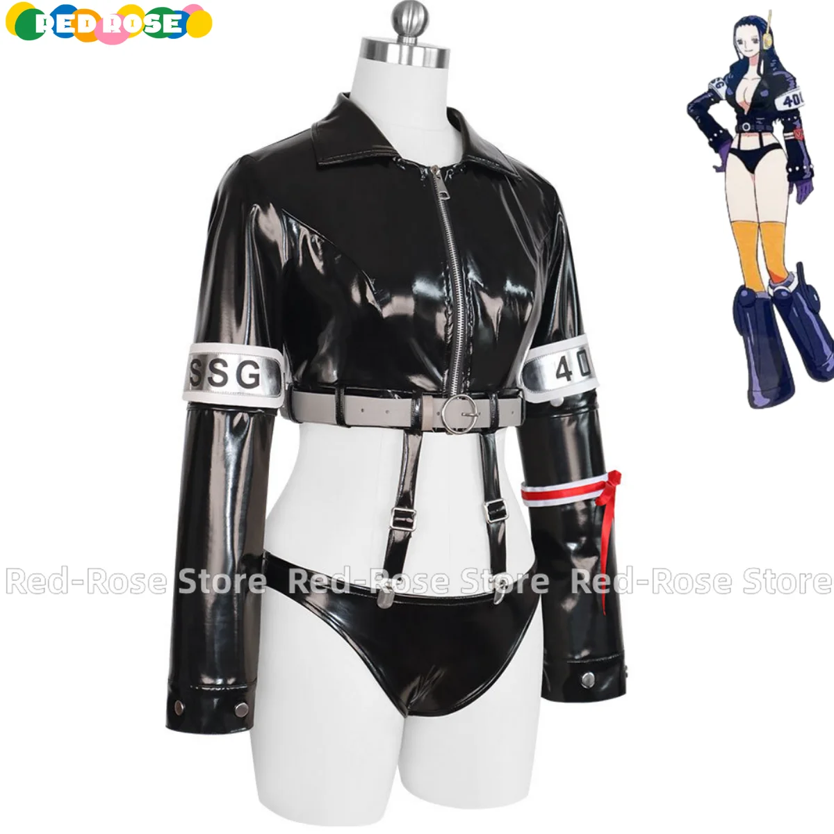 Disfraz de Anime Nico Robin Miss Allsunday para mujer, peluca de fantasía Egghead Island, abrigo de PU negro, pantalones cortos, traje Sexy para fiesta de Carnaval