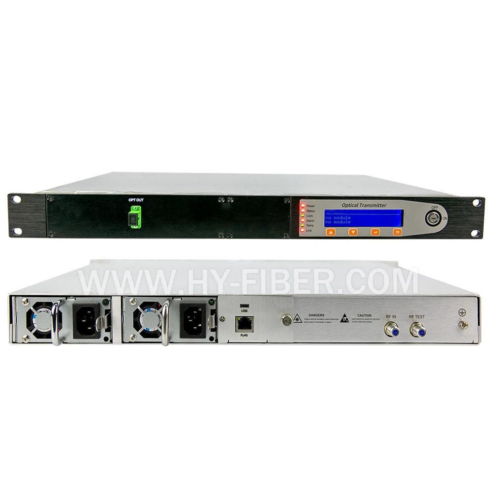 

CATV 1310nm Fiber Optical Transmitter Power, 14mW, 11.5dBm, SC/APC Fiber Port, Dual Power Supply, HY-21-T13P14