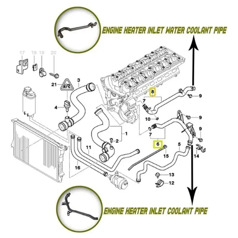31BC طقم خرطوم نظام التبريد المقاوم لدرجات الحرارة 330i 525i 528i 530i 325xi #3