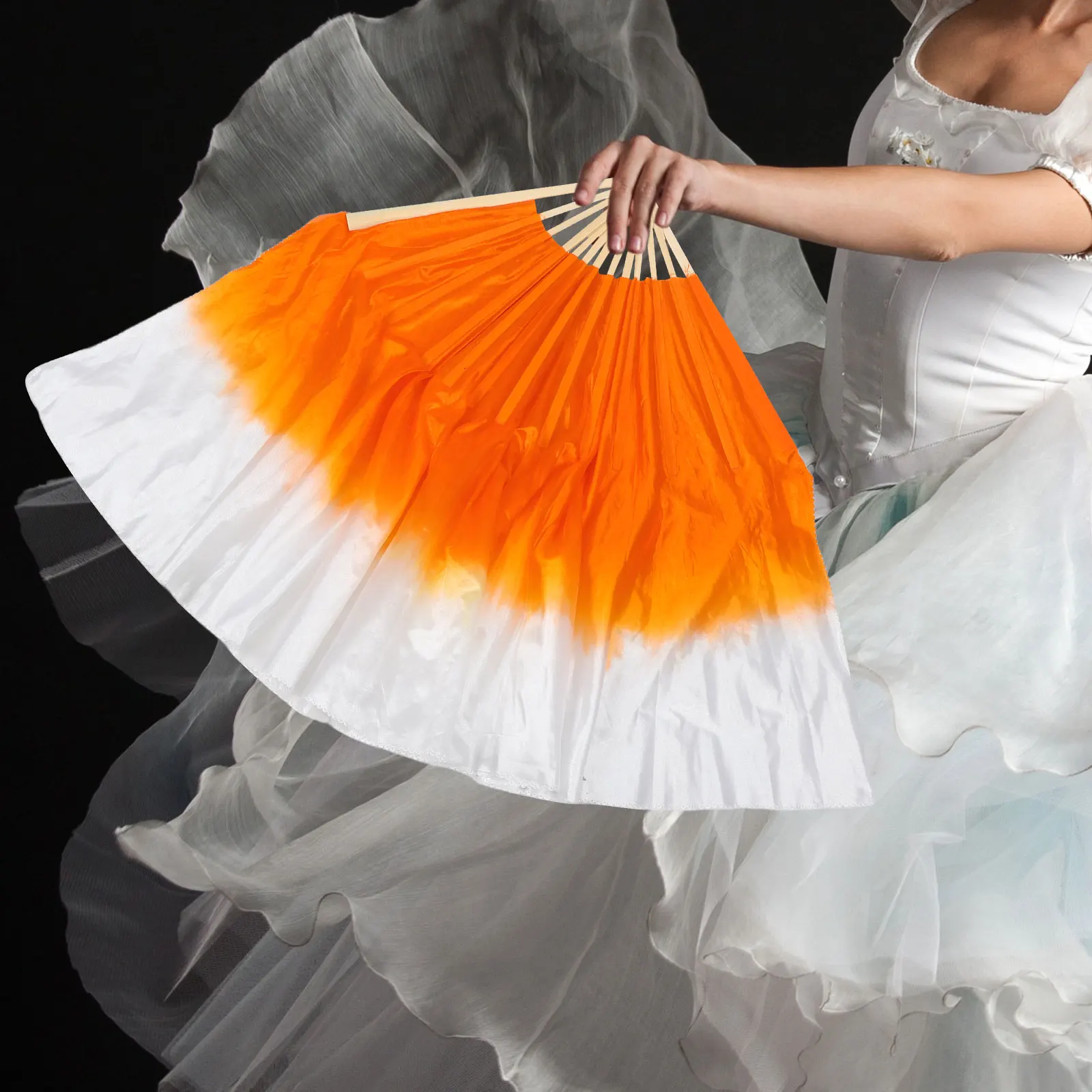 

Silk Dance Fan Decor Chinese Hand Portable Colorful Exercise Folding 60cm Long Lightweight Practical Yoga Gift