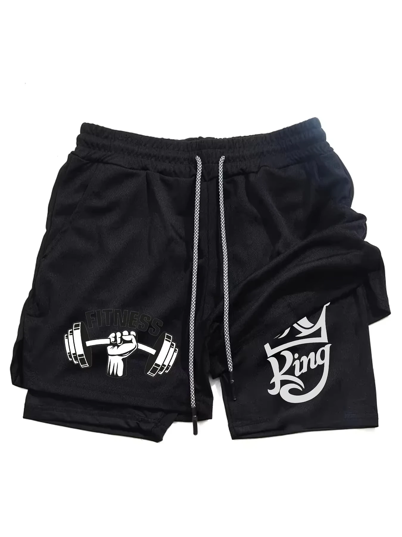 

2025 new Men's 2-in-1 Fitness Running Shorts Quick Drying Training Fitness Shorts Breathable double-deck Gym Shorts HX0033