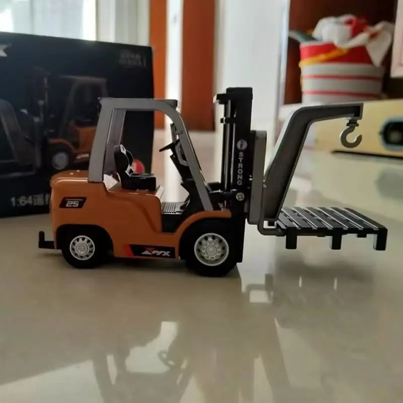 Mobil Rc Mini Alloy Rc Forklift Rc Engineering Cart 2.4g Remote Control Ponsel Model Mobil 1:64 Ornamen Hadiah Liburan Anak Laki-laki Mainan