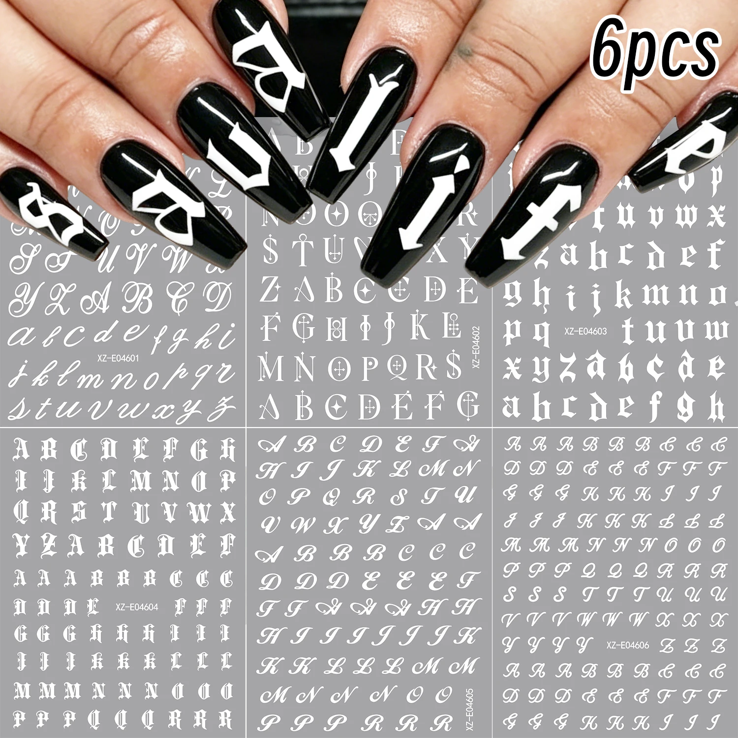 6 Stück 3D Metallic Silber Nagelaufkleber Unregelmäßiges Leoparden-/Stern-/Kurvenlinien-Design Nagelkunst-Abziehbilder Y2K Abstrakte Linien Maniküre-Dekoration