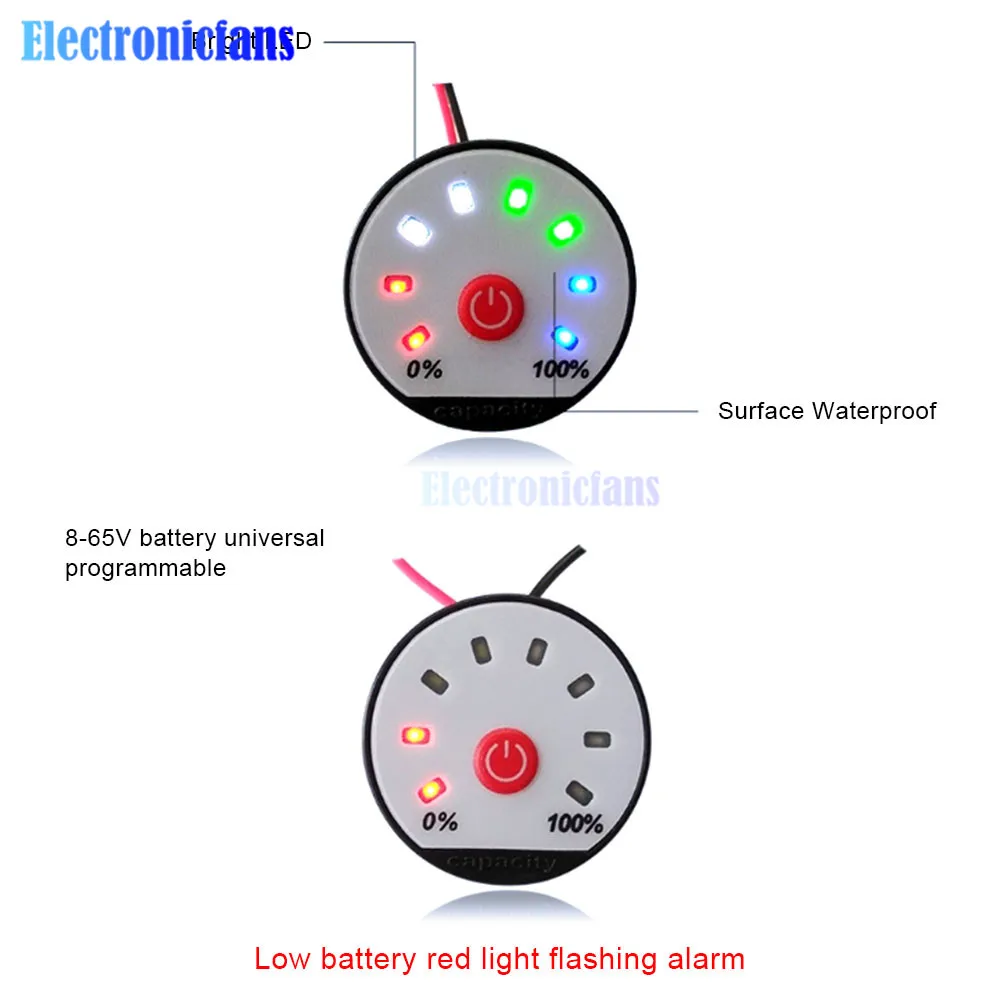 Indicatore batteria LED a 8 segmenti 4.2V 7.4V 12V 16.8V 22V 24V 36V LED indicatore di capacità della batteria al litio misuratore di livello di