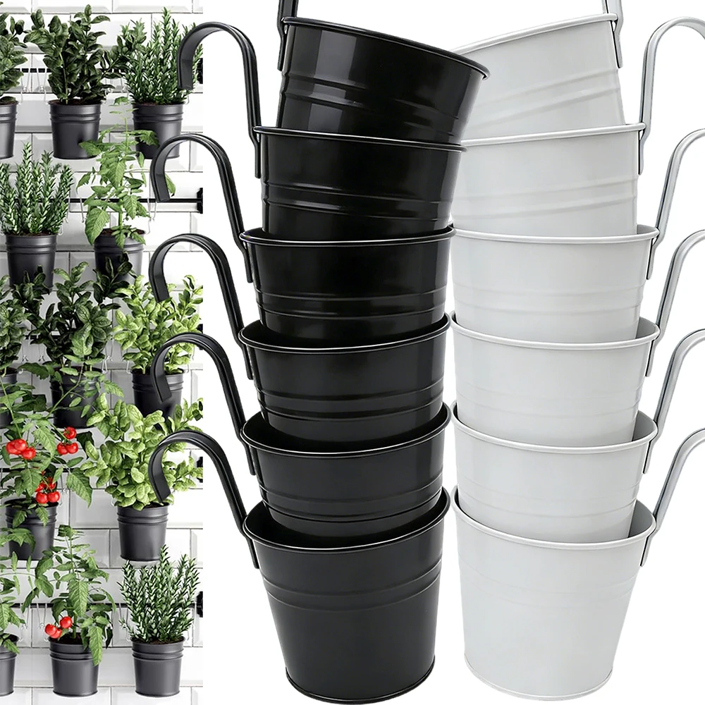 

Подвесное кашпо с дренажными отверстиями, съемными крючками, металлическое, для сада, ограждений, балконов