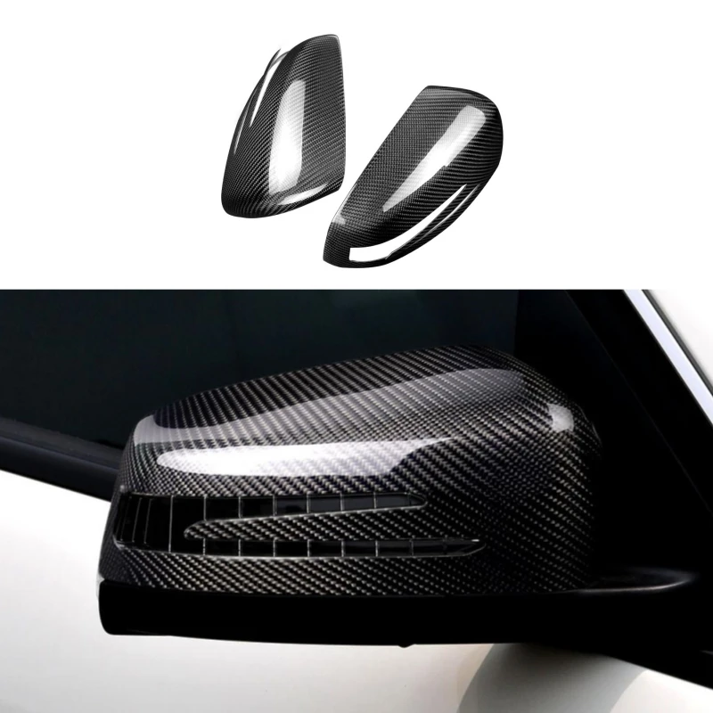 2 Pcs Rearview Mirror Cover for Mercedes Benz C E Class W205 GLC X253 2015-2017 Replacement Glossy Black Car Rearview Mirror Cap