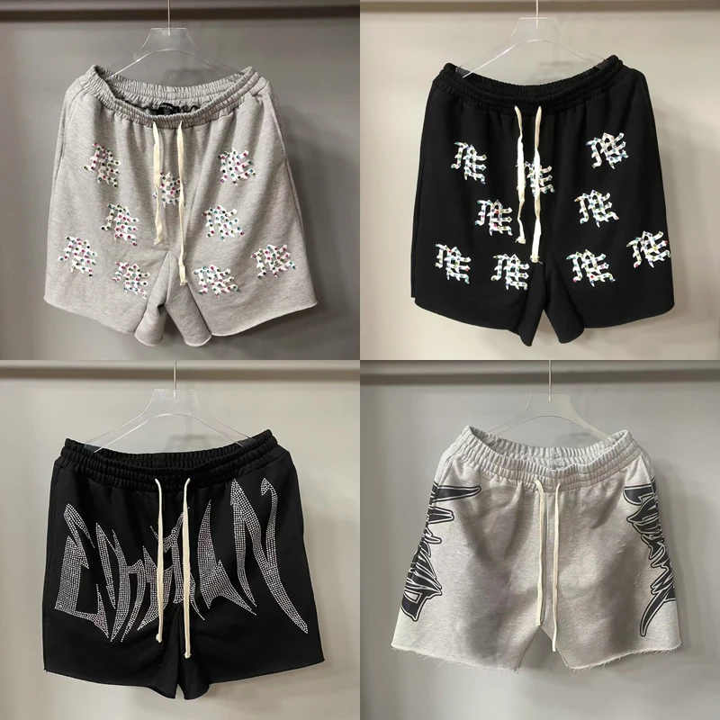 

Европейский американский трендовый бренд, смешанные шорты EMOTION, спортивные брюки с бриллиантовым буквенным принтом для мужчин и женщин, повседневные короткие брюки для пар