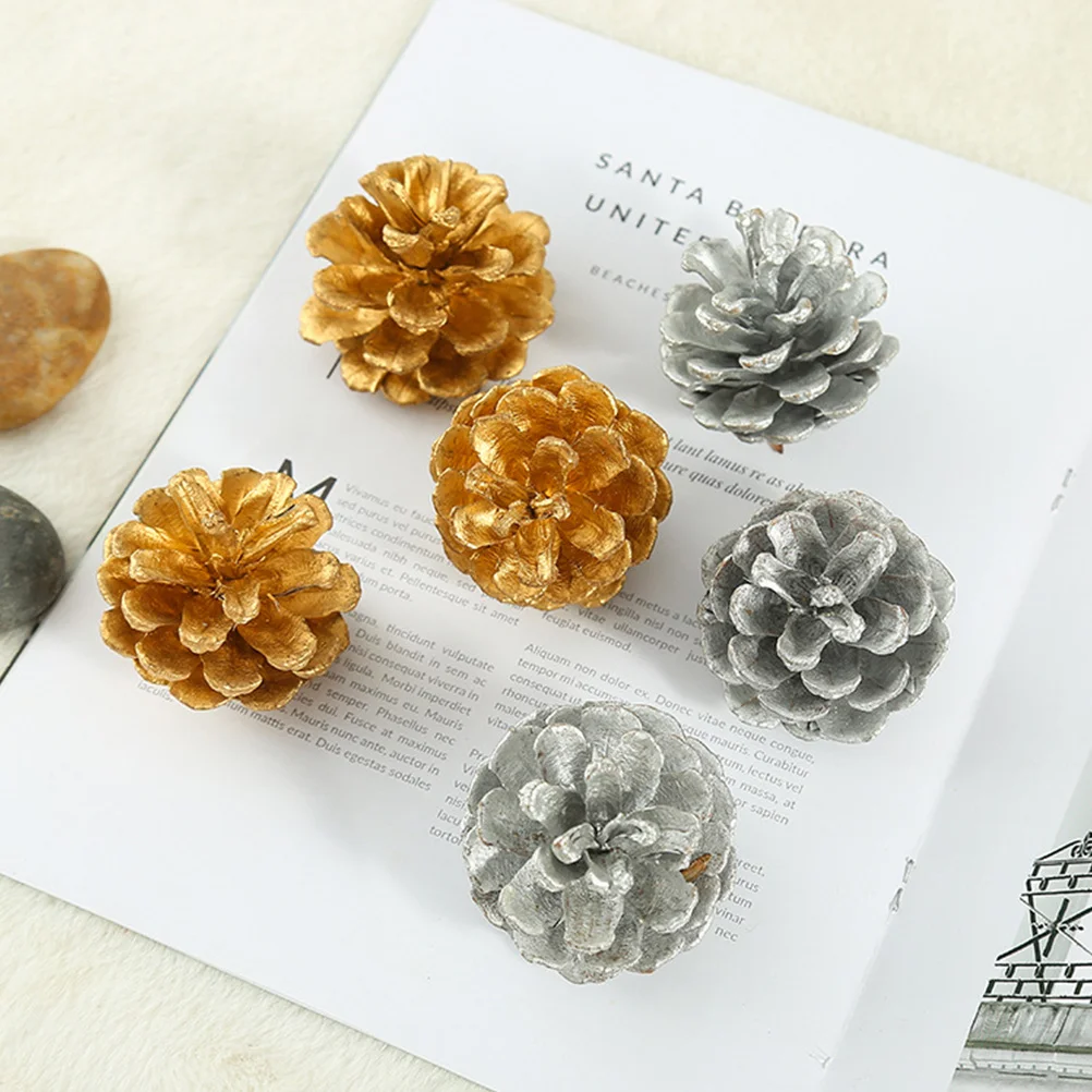 1 Juego de decoración de conos de pino, piñas postizas secas naturales, accesorios de Navidad DIY, decoración festiva, suministros de conos de pino artificiales