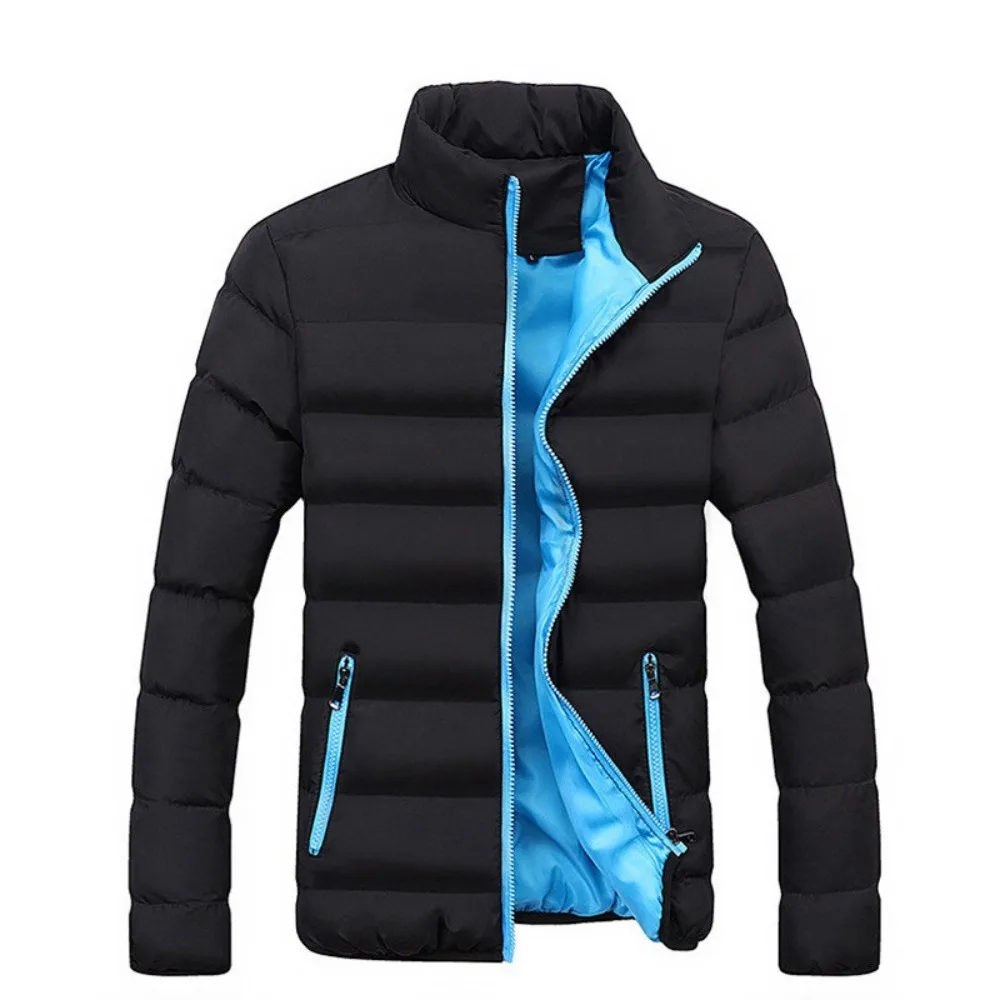 2024 New Winter jacket Long sleeve cotton-padded zipper men's stand-up collar plus size cotton