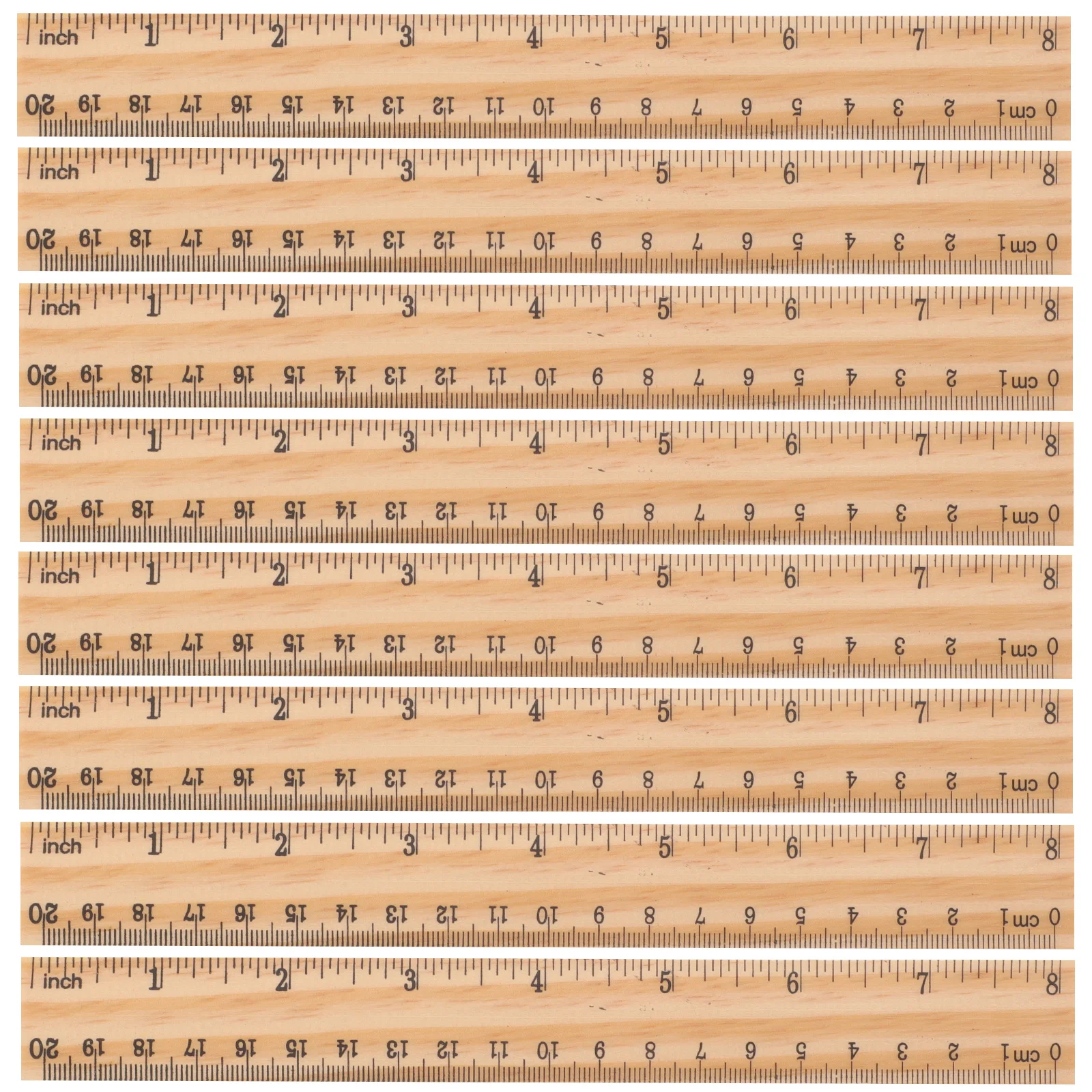 30Pcs Wood Straight Ruler 20Cm Precision Measuring Tool for Drafting Geometry Student Learning Aid