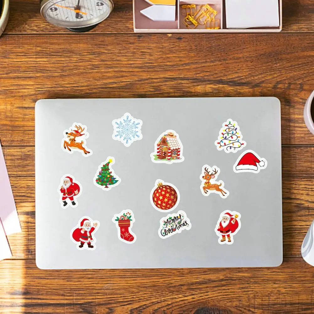 Christmas Gift Box Stickers Christmas Sticker Set 8 Sheets/160pcs of Waterproof Pvc Removable Decals for Phone Covers for Kids