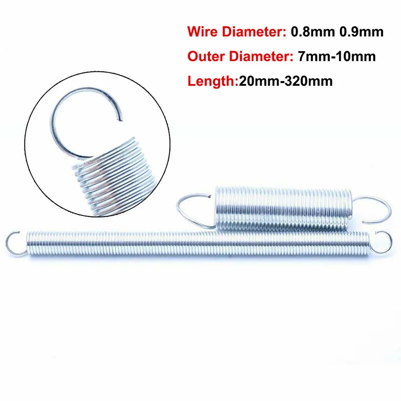 

5Pcs 0.8mm 0.9mm Galvanized Extension Tension Spring Open S Hook Pullback Spring Zinc Plated Spring Steel Stretching Spring