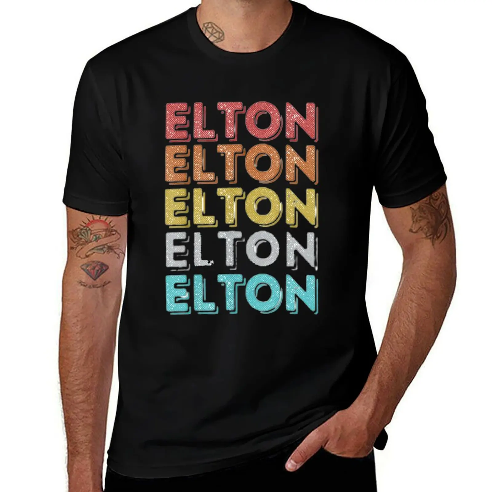 

Vintage Retro Elton T-Shirt valentines boutique clothes summer shirt oversized graphic tee topping mens t shirt