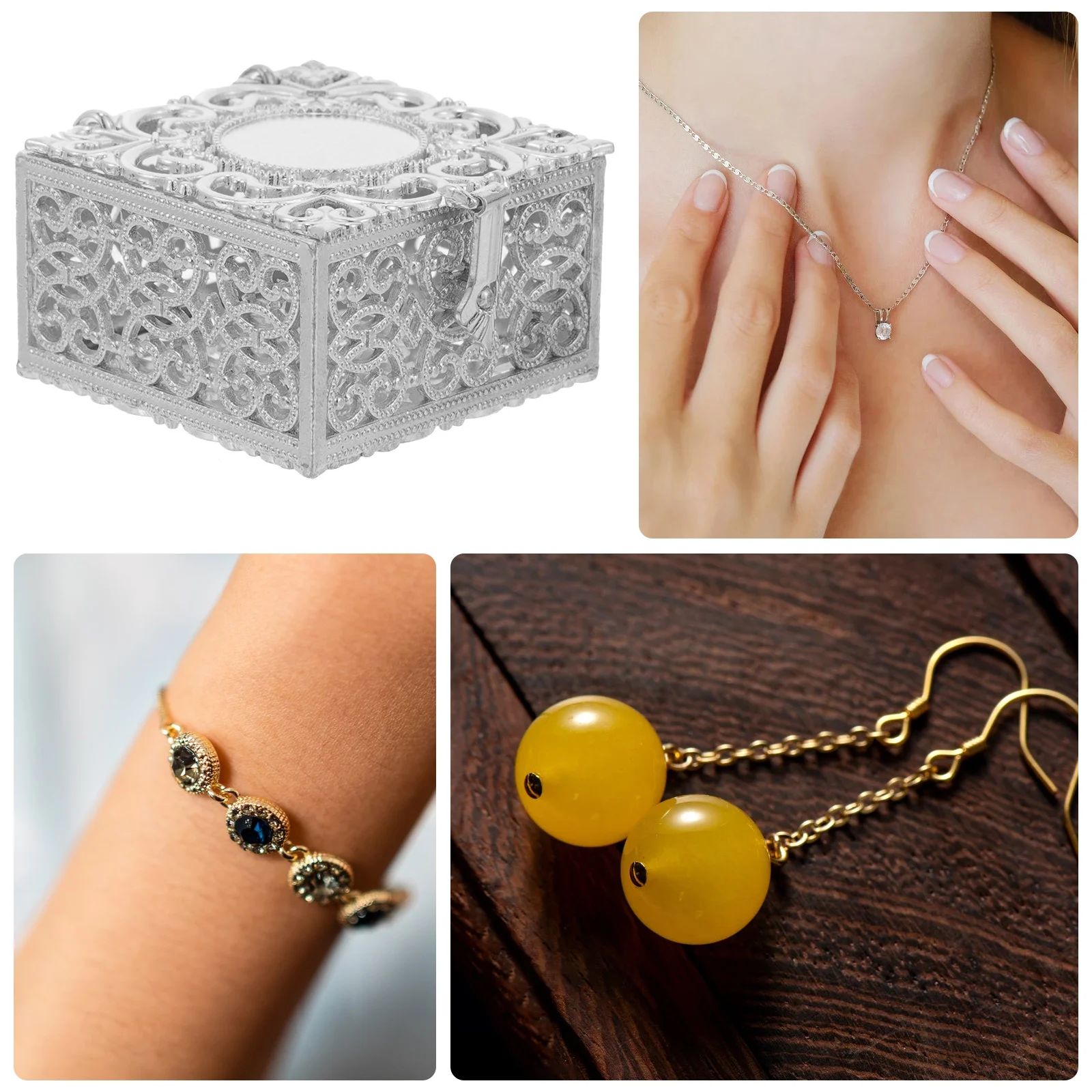 

Metal Gift Box Vintage Zinc Alloy Jewelry Box For Necklace Ring Earrings Storage Retro Keepsake Container Organizer