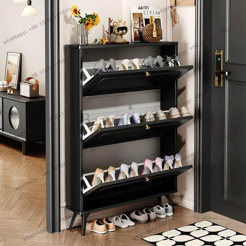 LD Luxury Wooden Shoe Cabinet Entrance Hall Modern Vertical Slippers Designer Shoe Shelf Living Room Zapatero Entrance