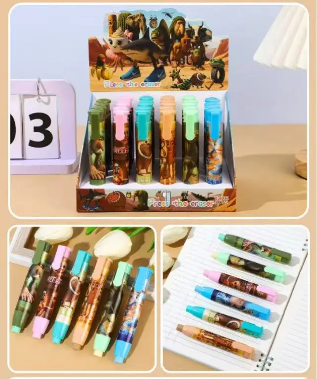 ยางลบการ์ตูนน่ารัก 1/2/4/6 ชิ้น สามารถเปลี่ยนไส้ยางลบได้ ยางลบดินสอแบบยืดหดได้ สำหรับนักเรียน อุปกรณ์การเรียนสำหรับเด็ก ของขวัญ