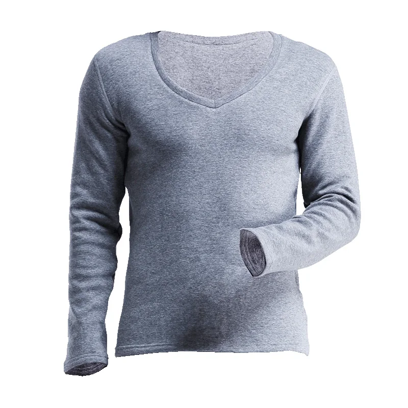 

Men's autumn coat single V-neck cold-proof thickening and fleece tight youth cotton sweater base warm top