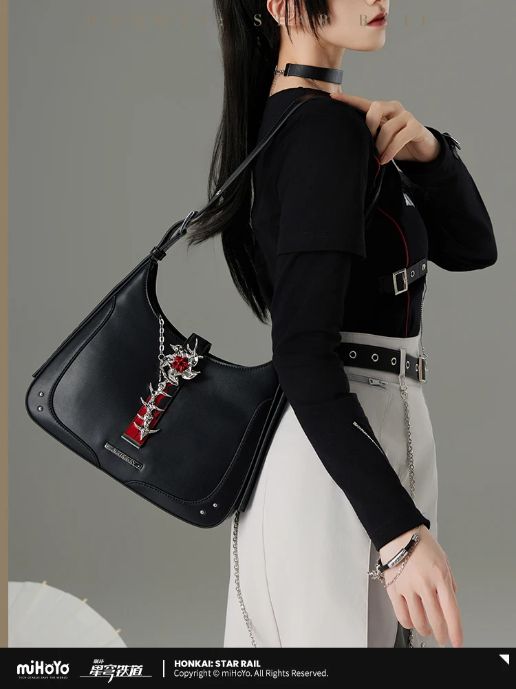 

Genuine Acheron Saddle Bag MiHoYo Honkai Star Rail Acheron Themes Series Cosplay Accessories Satchel for Women Halloween Gift