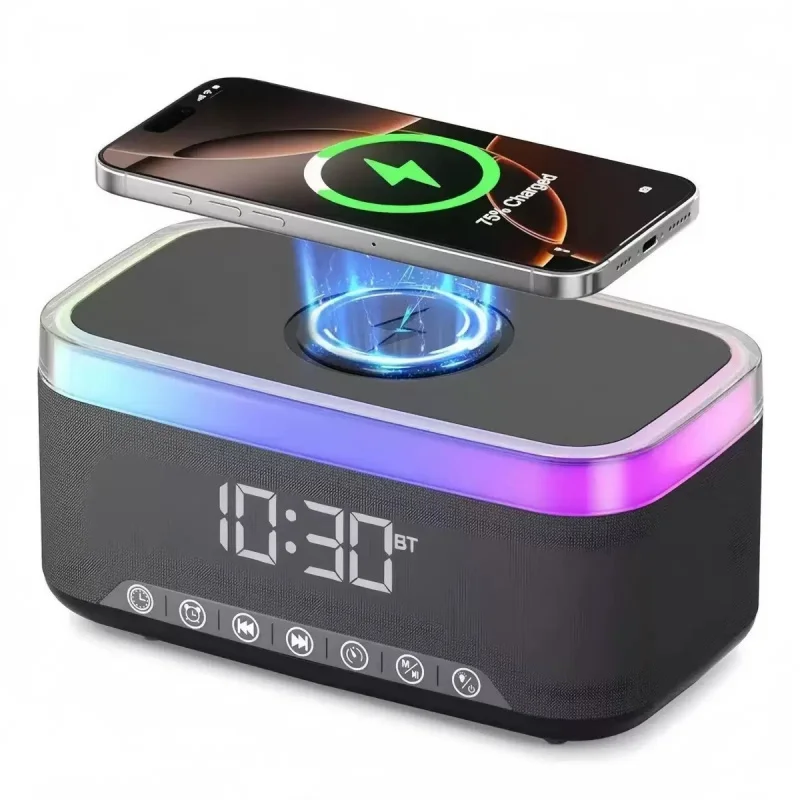 

Новая умная Bluetooth-колонка S300 6-в-1, 60 Вт, с беспроводной зарядкой, прикроватным ночником, будильником, LED-часами и FM-радио, музыкальный центр