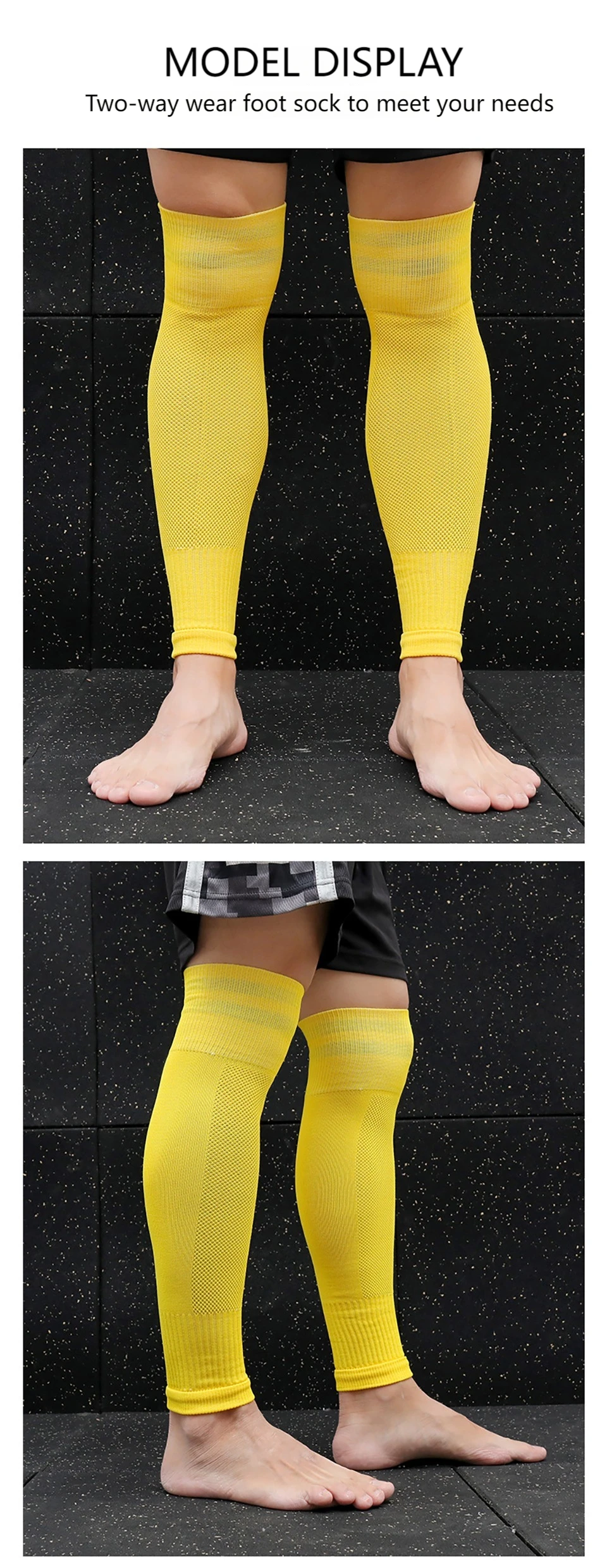 Loogdeel 1 Paar Knieschutz-Sportsocken für Erwachsene, hohe Röhre, atmungsaktiv, Fußball-Beinwärmer, Schienbeinschutz, Fußballsocke, Wadenärmel – Detail 5