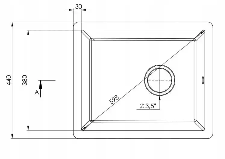 Granite Sink 1-chamber Suspended 52.5x44cm Grey ELLA