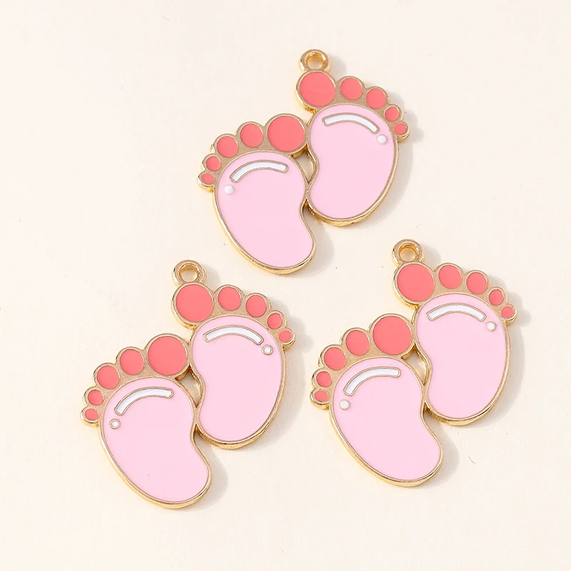 10 stks Nieuwe Voet Emaille Bedels Baby Geboren Voetafdruk Souvenir Hangers Voor Maken DIY Handgemaakte Bevindingen Accessoires Ketting Sieraden