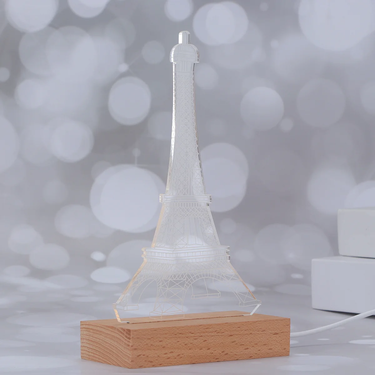 

3D Night Lamp Wood Base USB Power LED Acrylic Illusion Light Home Decoration Room Lighting Illusion Light