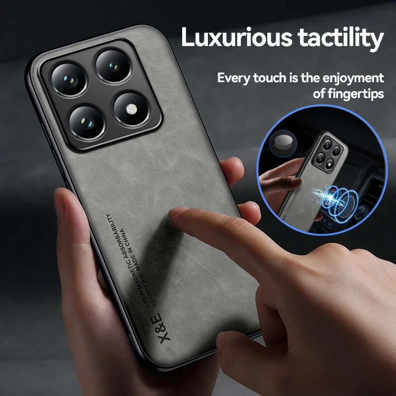 For Xiomi 14T Pro 5G Case Car Magnetic Holder Leather Phone Case For Xiaomi 14TPro 14 T Pro Xiaomi14T Pro Soft TPU Protect Cover