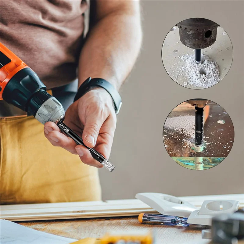 

AT21-12 Pcs Diamond Drill Bit Porcelain Tile Drill Bit 6Mm 8Mm 10Mm 12Mm Tile Drill Bits Sets Round Shank Dry Drill Bits