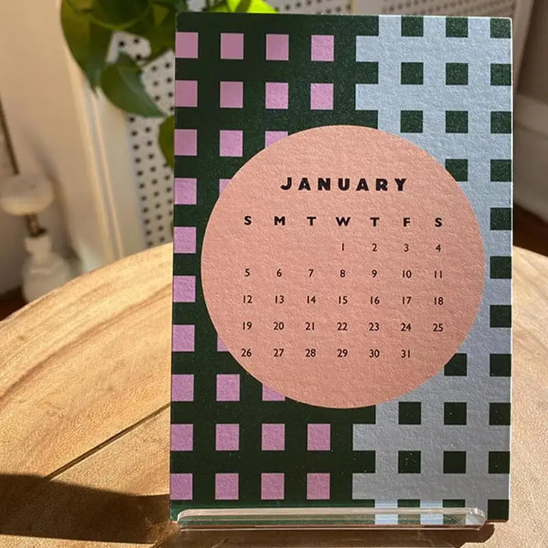 2025 Desktop Calendar 12 Months Geometric Art Calendar Table Ornament Creative Paper Calendar For Organizing & Planning