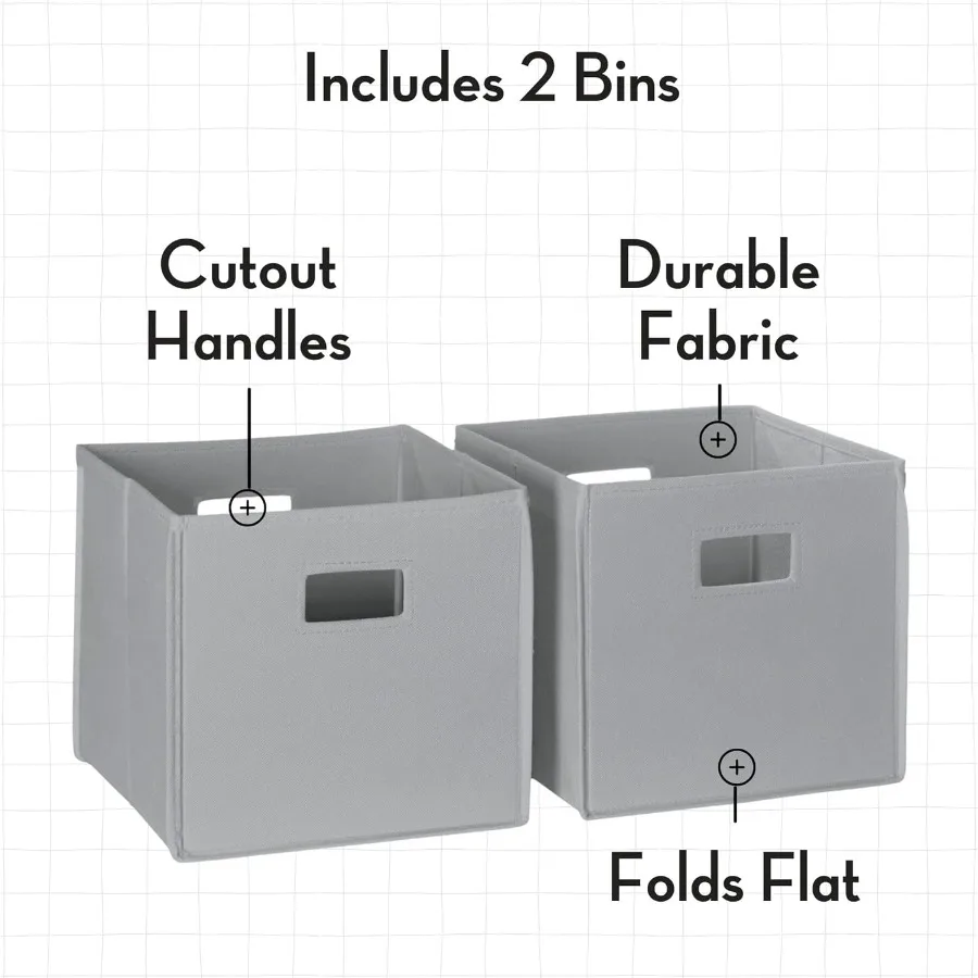 رف كتب مزود بثلاثة مكعبات وصناديق رمادية مثالية لتنظيم كتب الألعاب والإكسسوارات في غرف اللعب والفصول الدراسية أو السرير