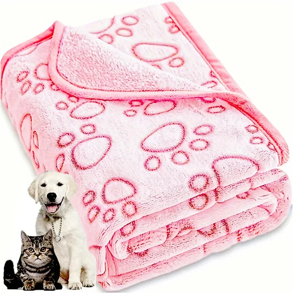 Pet Blanket,Soft Fluffy,High Quality,Cute Paw Print Dog Blanket,Pet Pad Warm Cozy Blanket Puppy acsessories Dog step Puppy pads