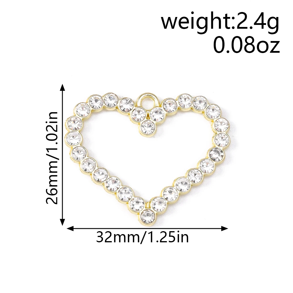 Tusember 10 Stück 26*32mm Exquisite Goldfarbene Perlen-Kristall-Herzanhänger für modische Ohrringe, Halsketten, DIY-Schmuckherstellung und Bastelarbeiten – Detail 1