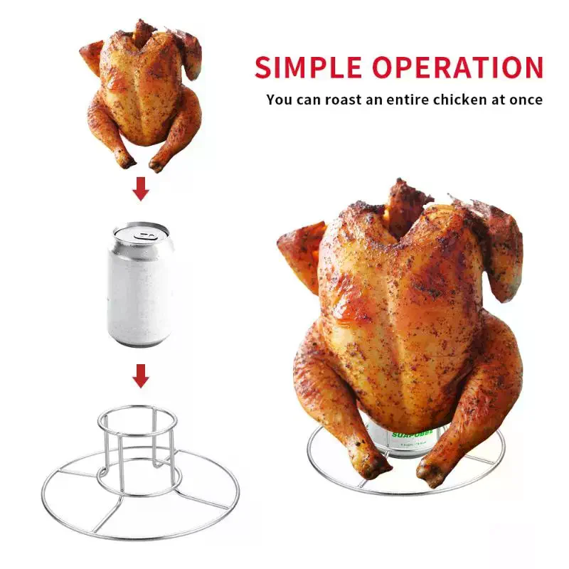 

Hot Chicken Roaster Rack Non-stick Food Grade Stainless Steel Vertical Chicken Holder Barbecue Cooking Pans Kitchen Accessories