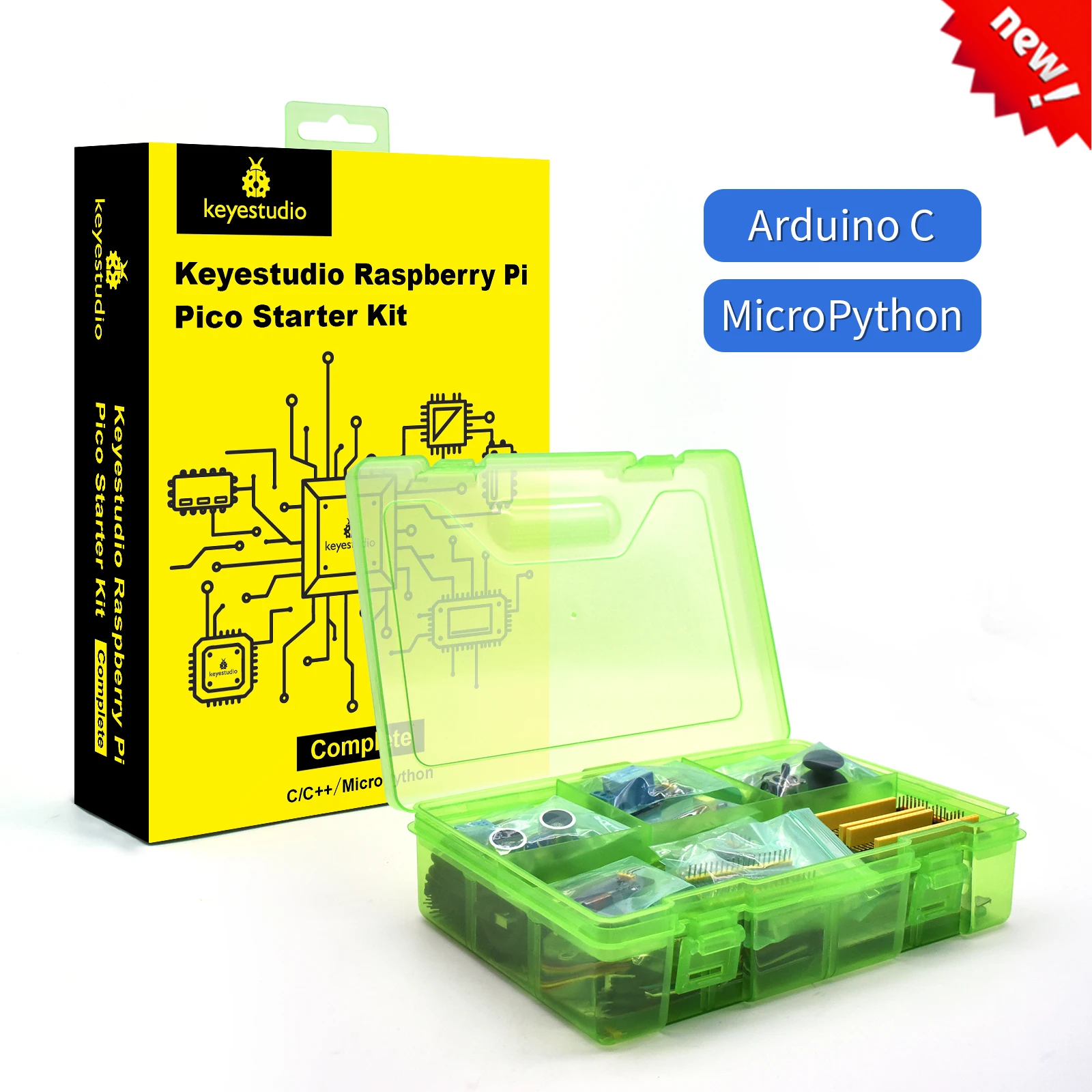 Keyestudio Raspberry Pi Pico Complete Starter Kit With 33 Projects Starter Kit For Raspberry Pi Pico Support MicroPython&Arduino