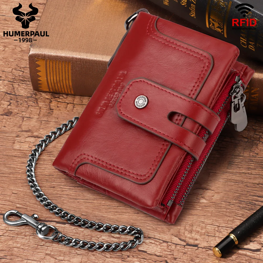 

Nature Cowhide Leather Men Wallet RFID Billfold Credit Card Holder Zipper Coin Purse Handmade Vintage PORTFOLIO Portomonee